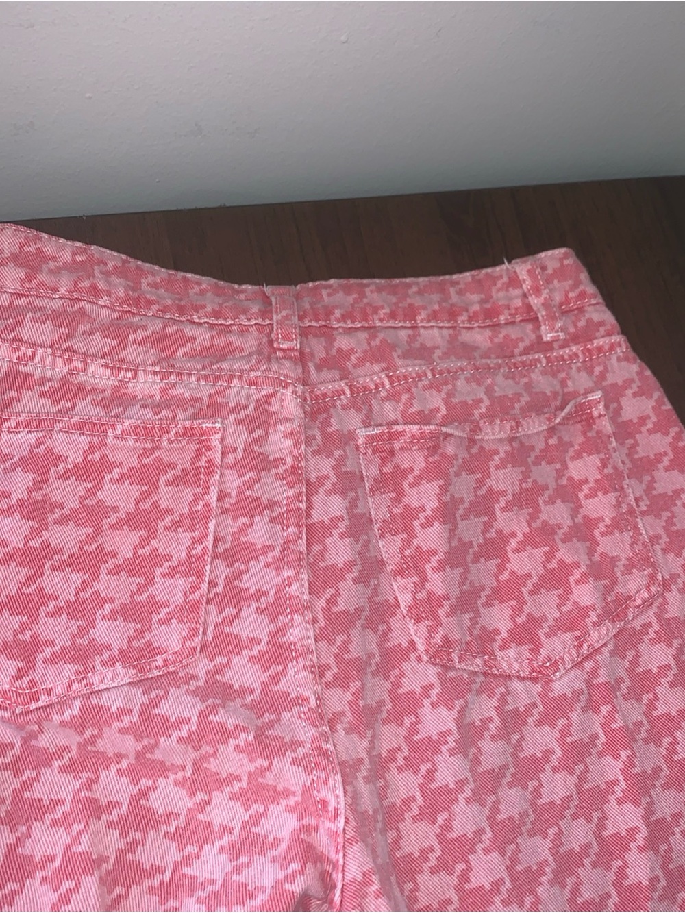 SHEIN Pink Houndstooth Wide-Leg Pants - Picture 4 of 6